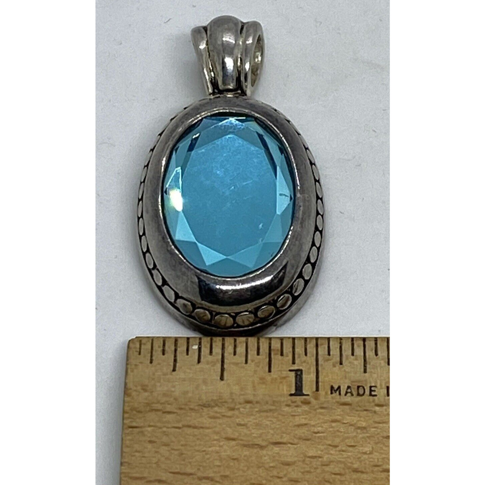 Fashion 2" Silver Metal Pendant Faceted Aquamarine Glass Stone Loop Women Gift - Picture 10 of 12